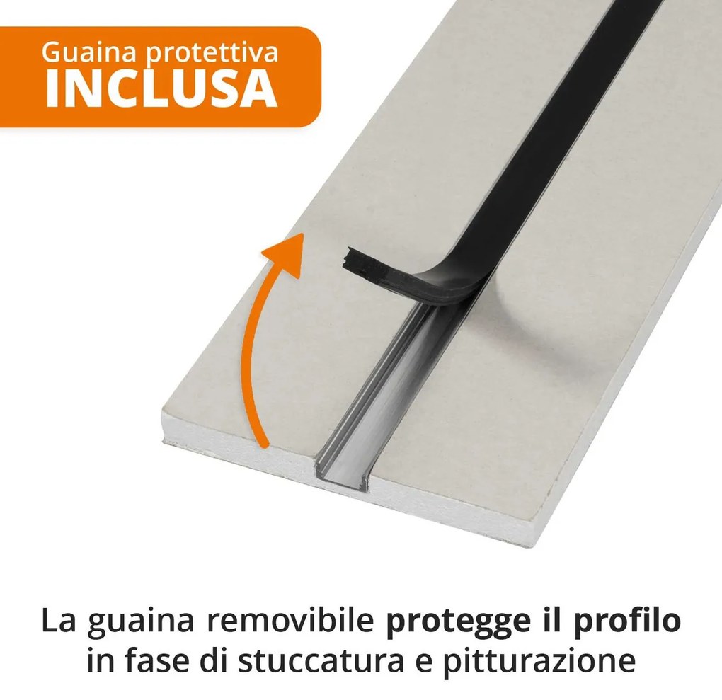 Cartongesso con Profilo in alluminio Integrato - Taglio di Luce LED Variante Lunghezza 1 Metro