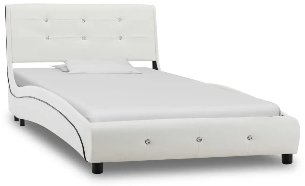 Letto con materasso bianco in similpelle 90x200 cm