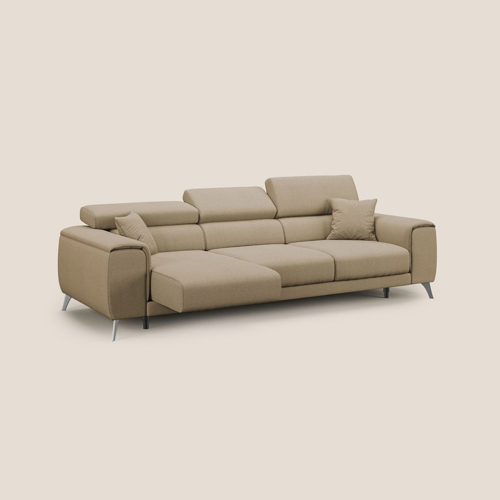 Fusion divano con 3 sedute allungabili in tessuto smacchiabile T05 beige