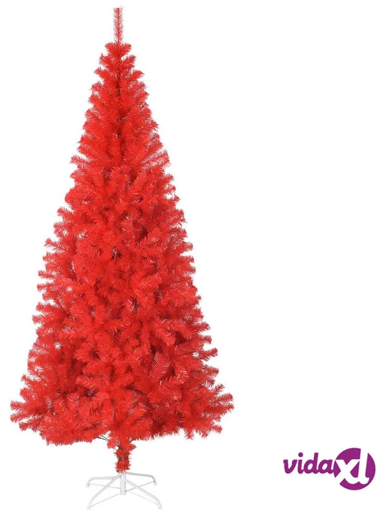 vidaXL Albero di Natale Artificiale Sottile con Base Rosso 210 cm PVC