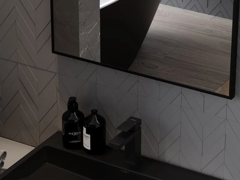 Mexen Loft specchio da bagno rettangolare 90 x 60 cm, cornice nera - 9852-090-060-000-70