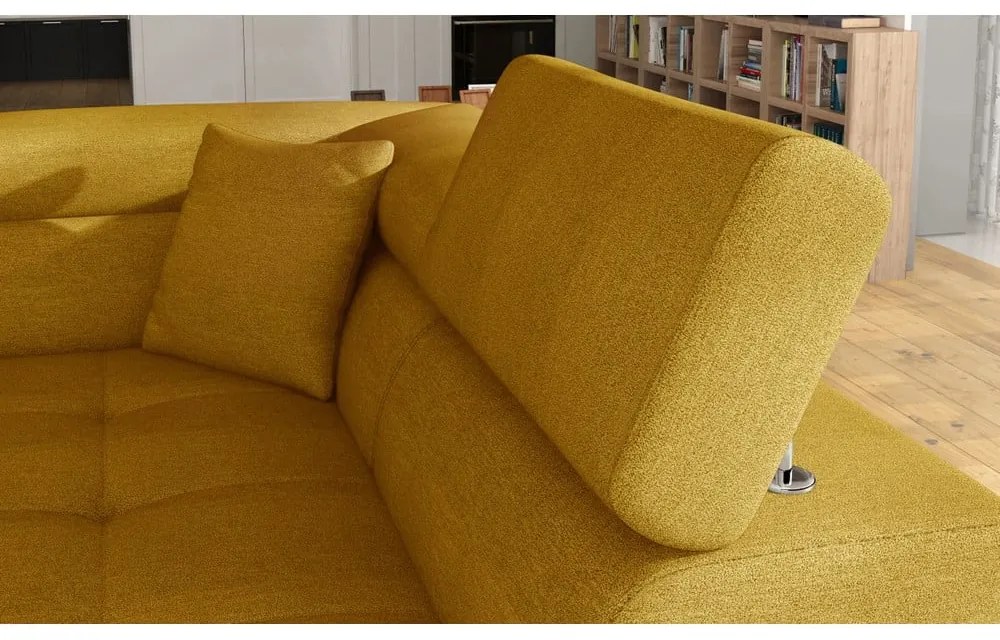 Divano angolare giallo allungabile/con contenitore (con penisola a destra/a L) Anton – ELTAP