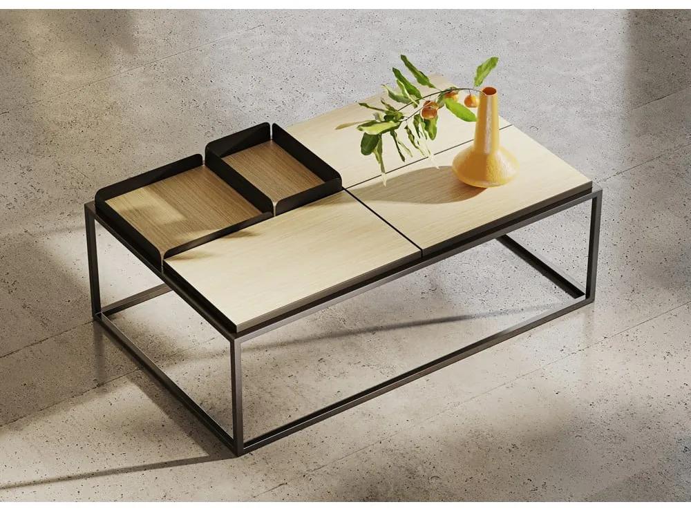 Tavolino con piano in rovere nero e naturale 75x120 cm Douro - TemaHome