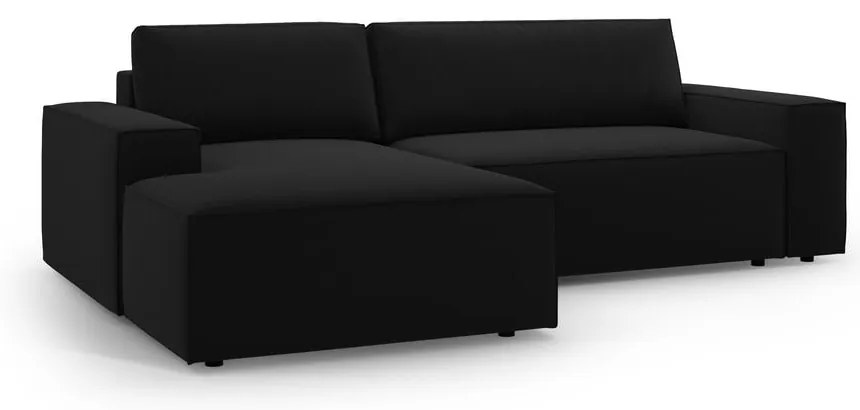 Divano angolare nero allungabile/con contenitore (con penisola a sinistra/con chaise lounge) con rivestimento in velluto Jodie – Micadoni