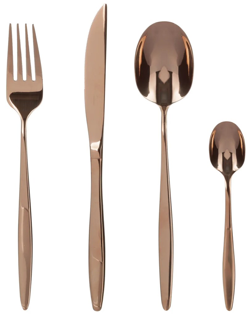 Set 24 posate acciaio inox Rose Gold Curvy