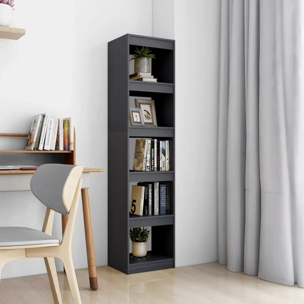 Libreria/divisorio Grigio 40x30x167,5 Cm İn Massello Di Pino /