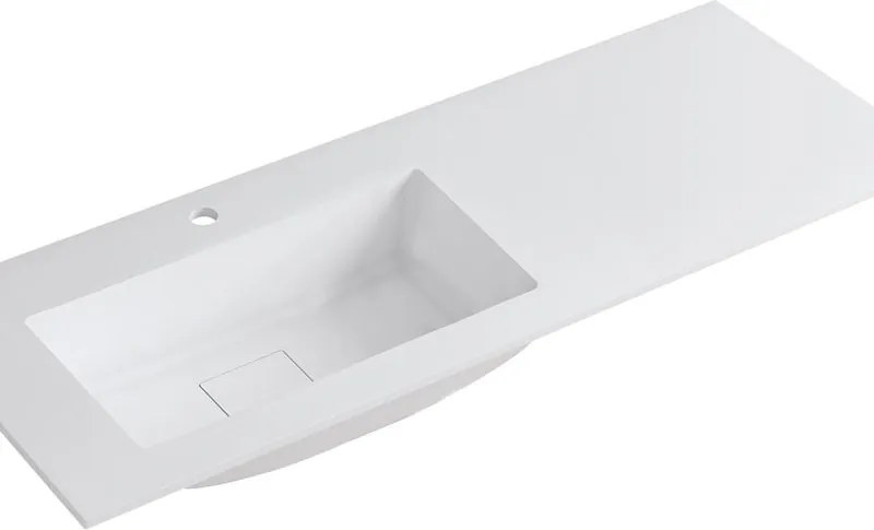 Lavabo a incasso rettangolare vasca a sinistra L 120.5 x H 15 x P 46 cm in resina bianco opaco