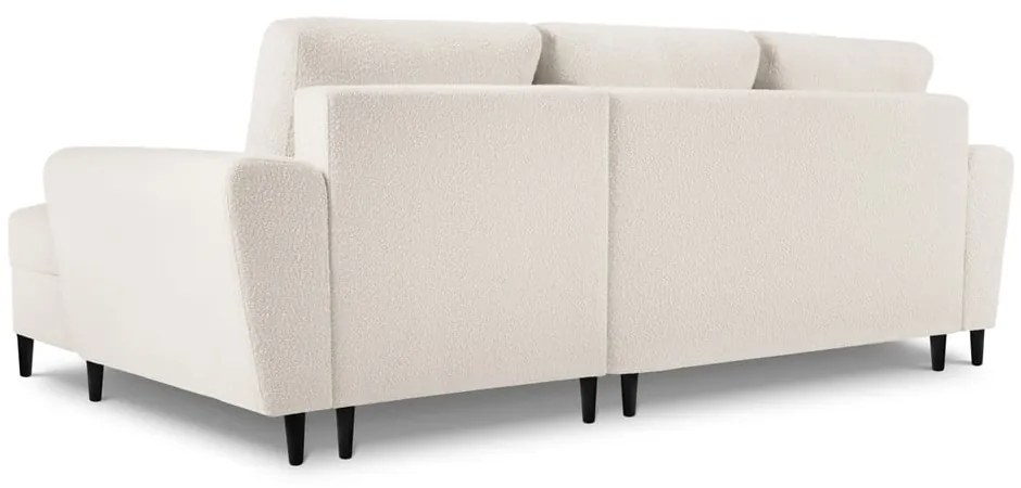 Divano angolare beige allungabile e con contenitore (con penisola a destra/con chaise lounge) con rivestimento in bouclé Kyoto – Cosmopolitan Design