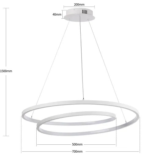 Brilagi-LED Lampadario a sospensione dimmerabile TWISTER LED/75W/230V Ø 70 cm bianco + telecomando