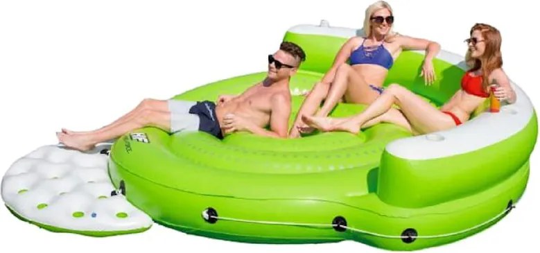 Materassino Gonfiabile a Forma di Isola Dimensioni xl Bestway Kick Back 275x255x65 cm con 5 Posti, Schienale e 5 Portabicchieri