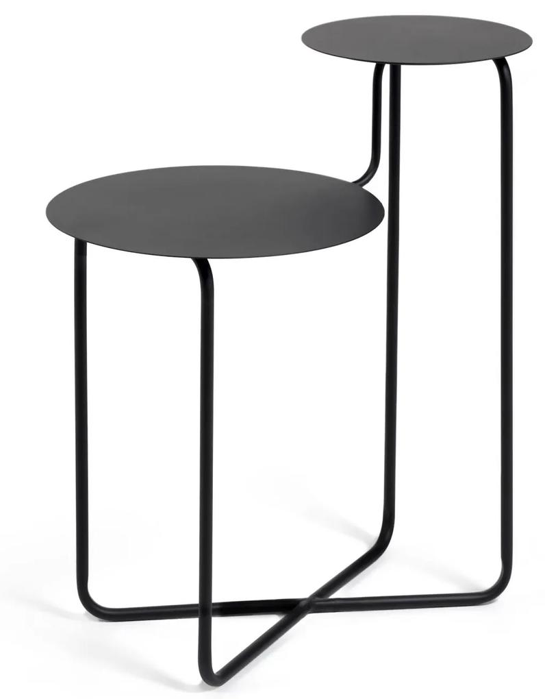 Kave Home - Tavolino Vidalita rotondo in metallo nero 56,5 x 35 cm