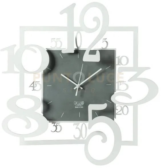 Orologio da parete quadrato amos bianco marmo in ferro 50x5x50cmh