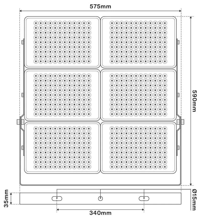 Faro LED 600W Modulare, IP65 130 lm/W Colore Bianco Freddo 5.000K