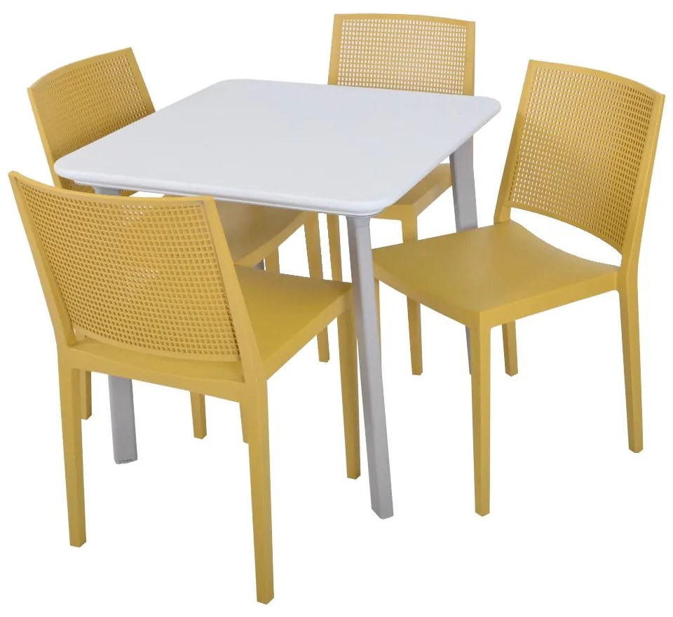 Sedia da giardino in plastica gialla Grid - Rojaplast