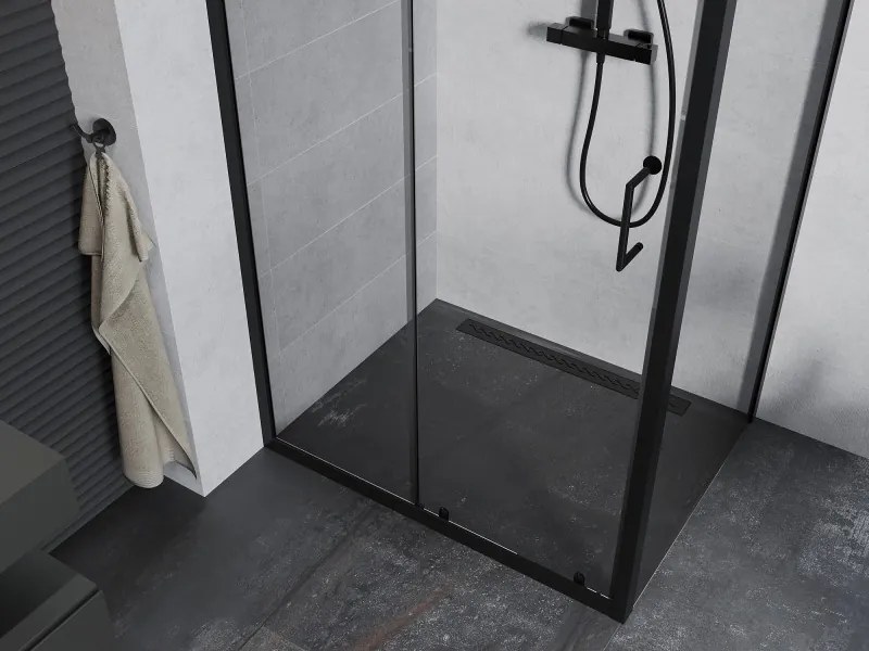 Mexen Apia cabina doccia scorrevole 100 x 80 cm, trasparente, nero - 840-100-080-70-00