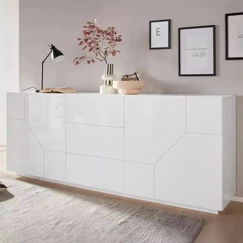 Credenza Sideboard Bianco Laccato 220x43x86 cm per Alien