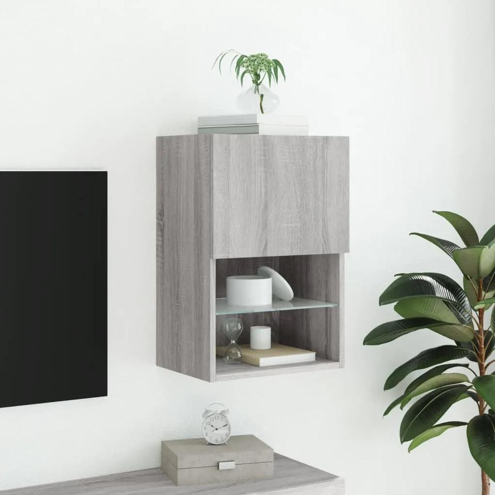 Mobile TV con Luci LED Grigio Sonoma 40,5x30x60 cm
