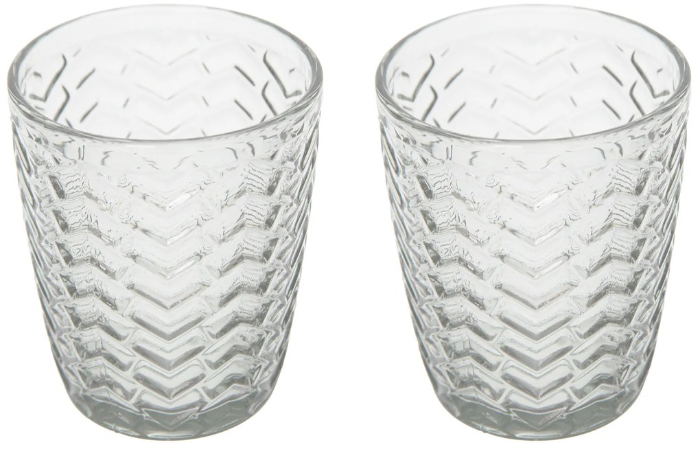 Set 2 bicchieri acqua vetro trasparente lavorato Milo