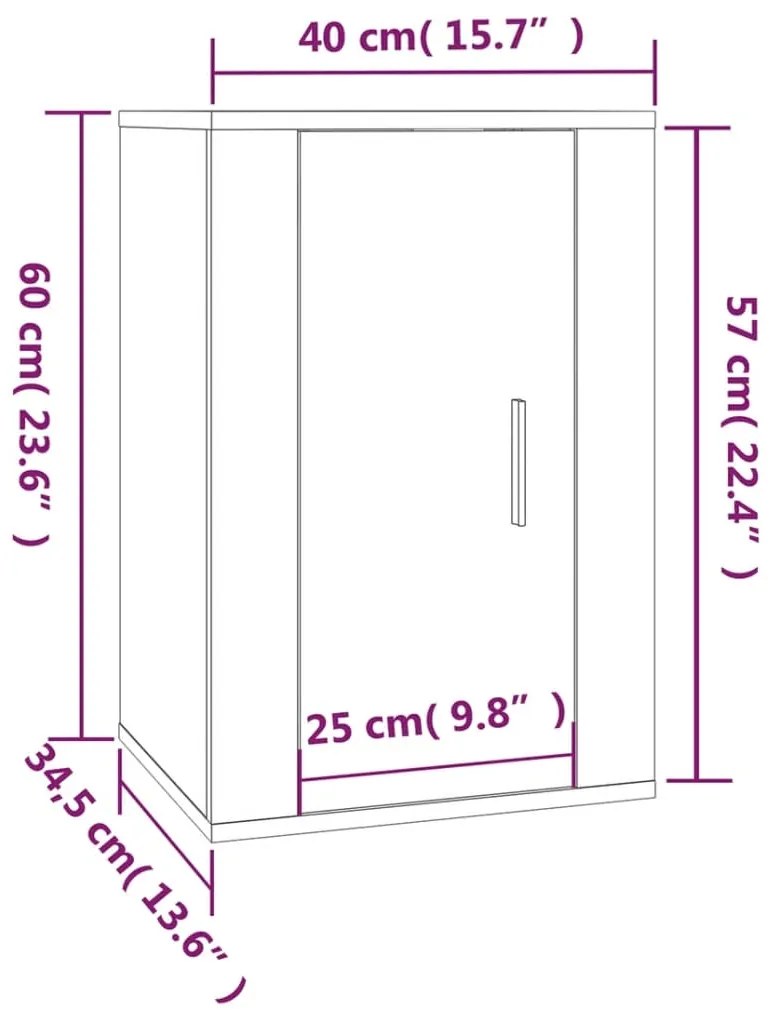 Mobile Porta TV a Parete Bianco Lucido 40x34,5x60 cm