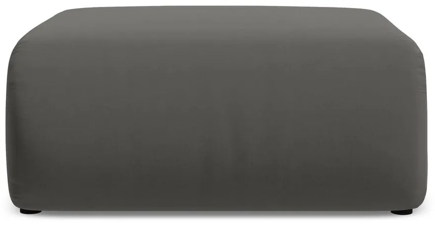 Poggiapiedi grigio con rivestimento in velluto Ekahi – Makamii