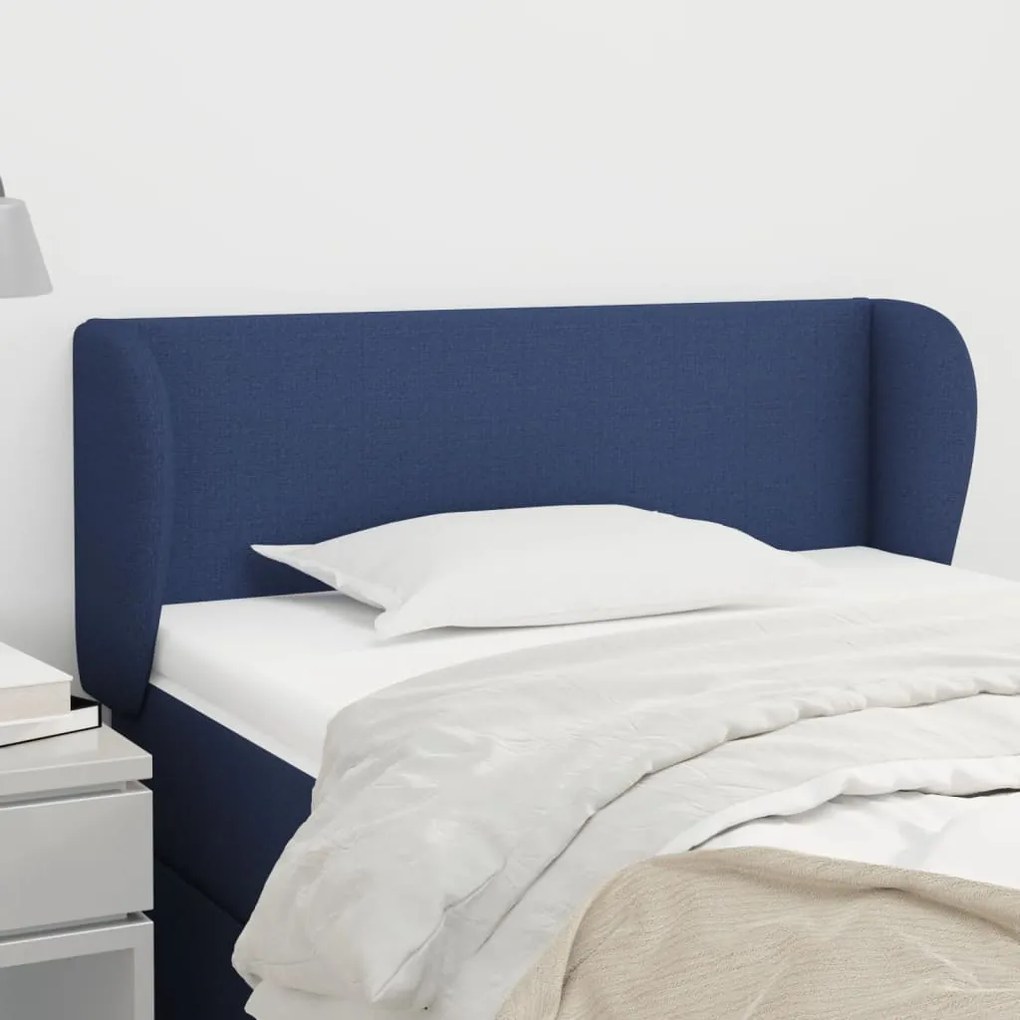 Testiera ad orecchio blu 93x23x78/88 cm in tessuto