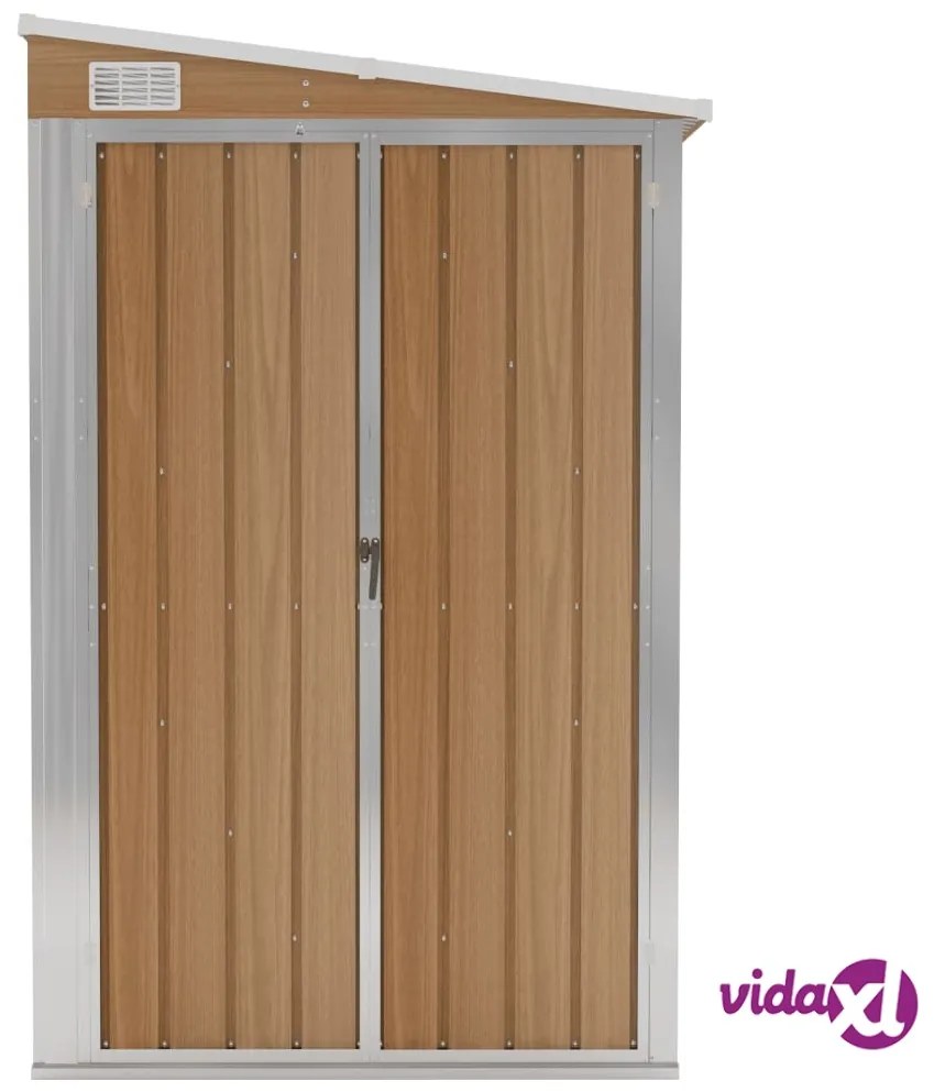 vidaXL Capanno Giardino a Parete Marrone 118x100x178cm Acciaio Zincato