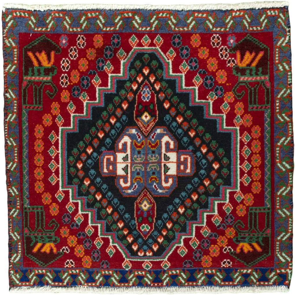 Shiraz Tappeto persiano 60 x 60 Rosso (Iran) Annodato A Mano