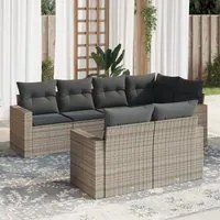 Set Divani da Giardino 7 pz con Cuscini Grigio in Polyrattan 3251547