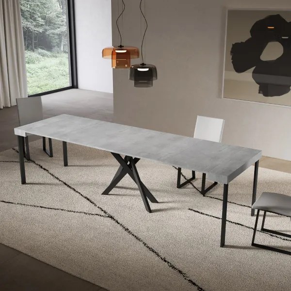 Consolle allungabile Libo - Cemento gambe antracite 90x40/300 cm