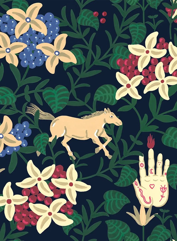 Coordonne Tapete Neo-Flowery - Navy