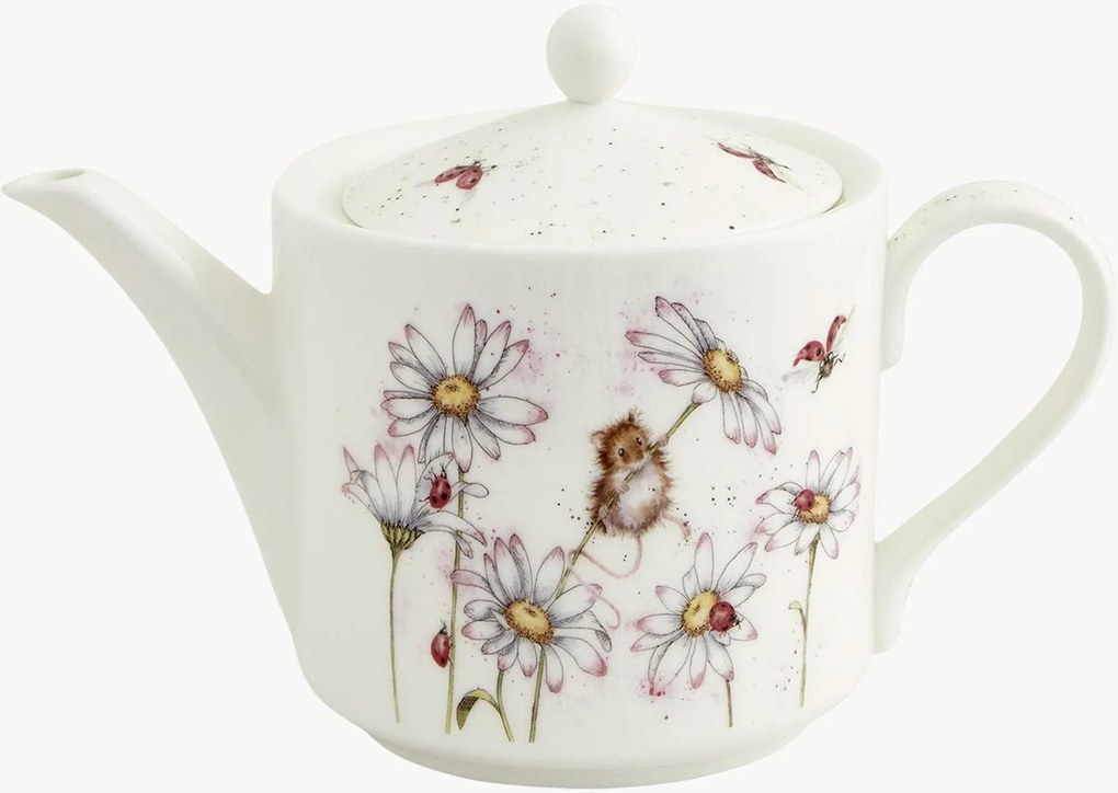 Teiera in Fine Bone China Mouse & Flower