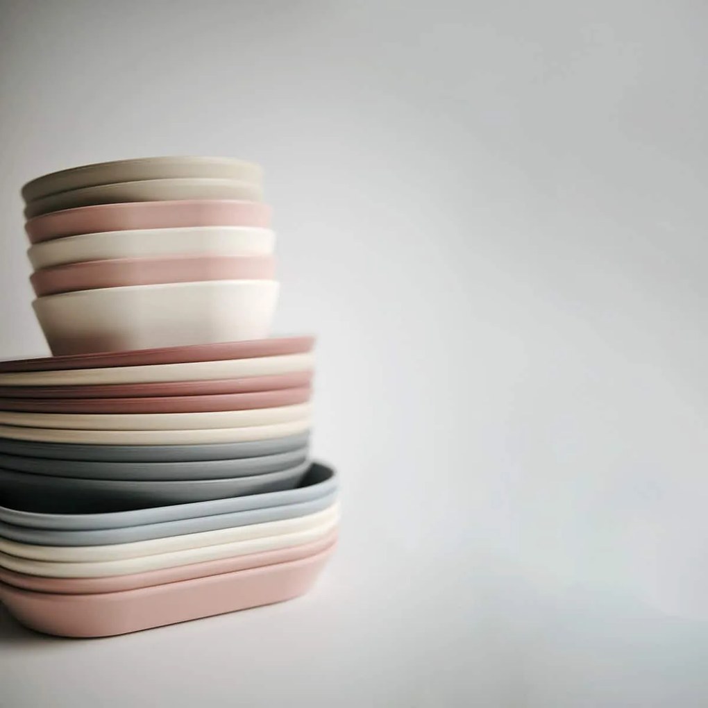 Mushie piatto quadrato, 2 pezzi - Blush