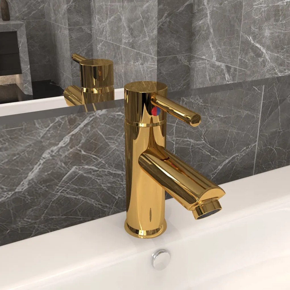 Rubinetto Per Lavabo Del Bagno Oro 130x176 Mm /