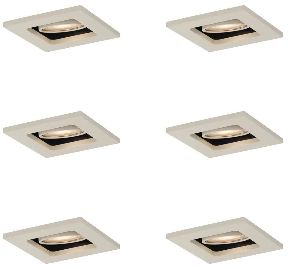 Set di 6 faretti da incasso moderni beige GU10 50mm orientabili e inclinabili - Qure