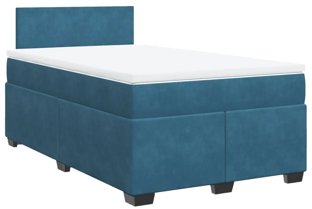Giroletto a molle con materasso blu 120x190 cm in velluto