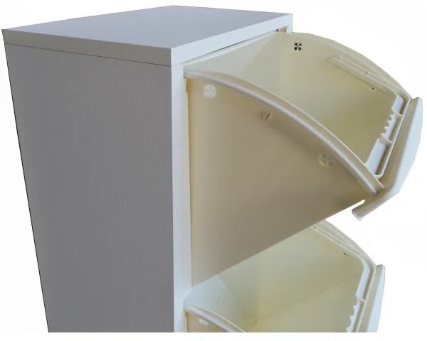 Mobile in legno per raccolta differenziata a 3 vani H101 cm BIANCO