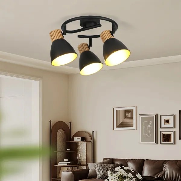 Brilagi - Faretto ODENSE 3xE14/10W/230V legno di caucciù/nero