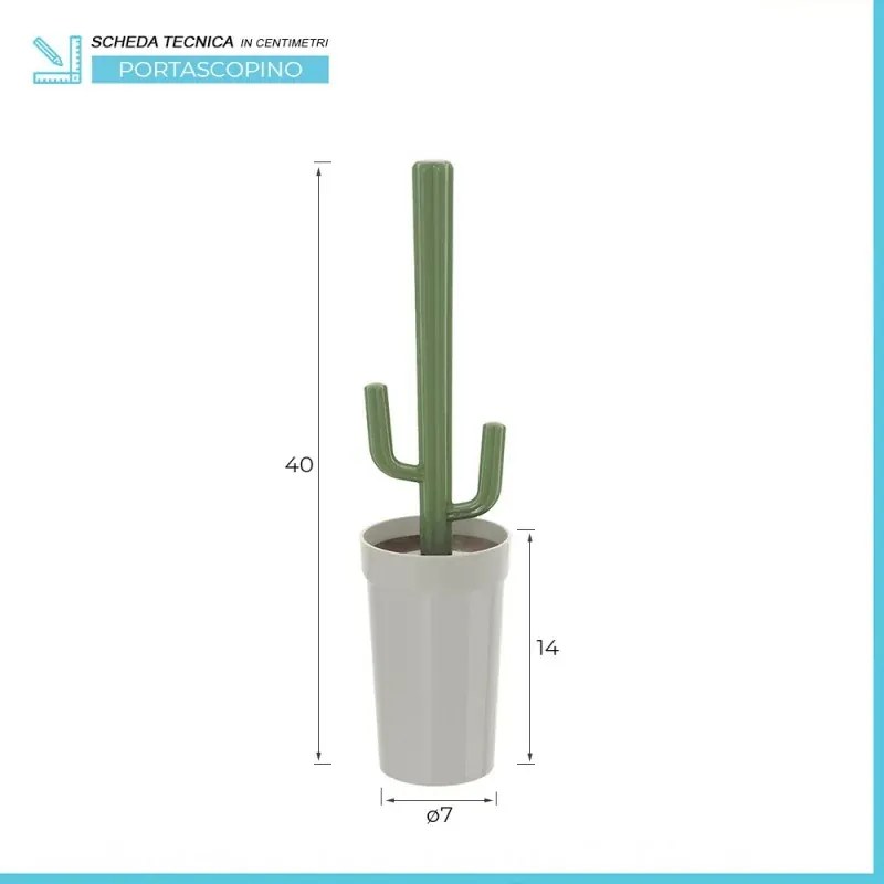 Scopino WC Cactus da appoggio grigio in plastica con setole nere