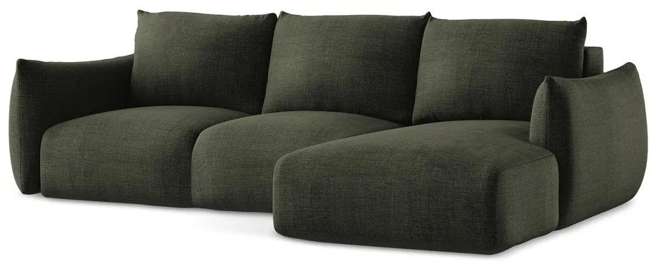 Divano angolare verde allungabile (con penisola a destra/con chaise lounge) Leila – Makamii