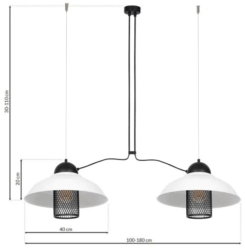 Lampadario a sospensione con filo BJORN 2xE27/60W/230V