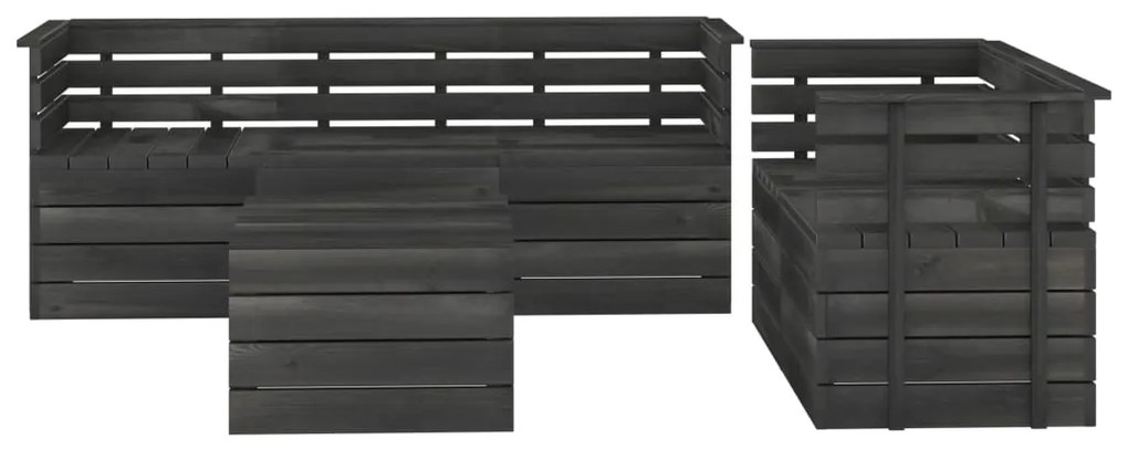 Set Divani da Giardino su Pallet 6 pz Legno Pino Grigio Scuro