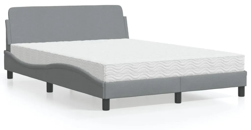 Letto Con Materasso Grigio Chiaro 140x200cm Tessuto /