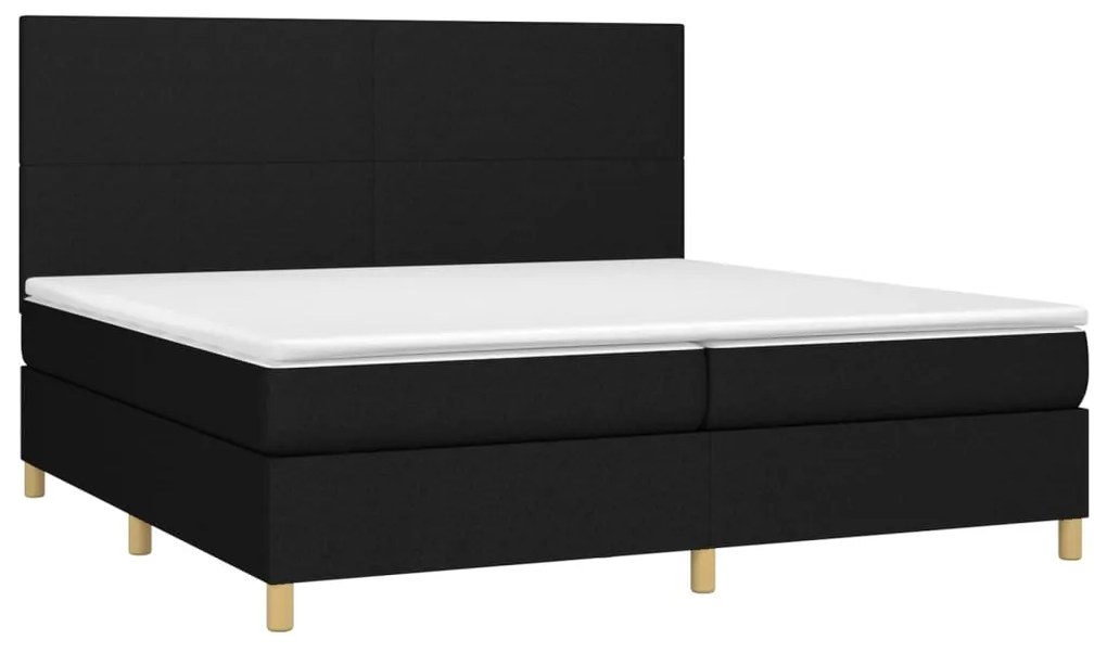 Letto a molle materasso e led nero 200x200cm in tessuto