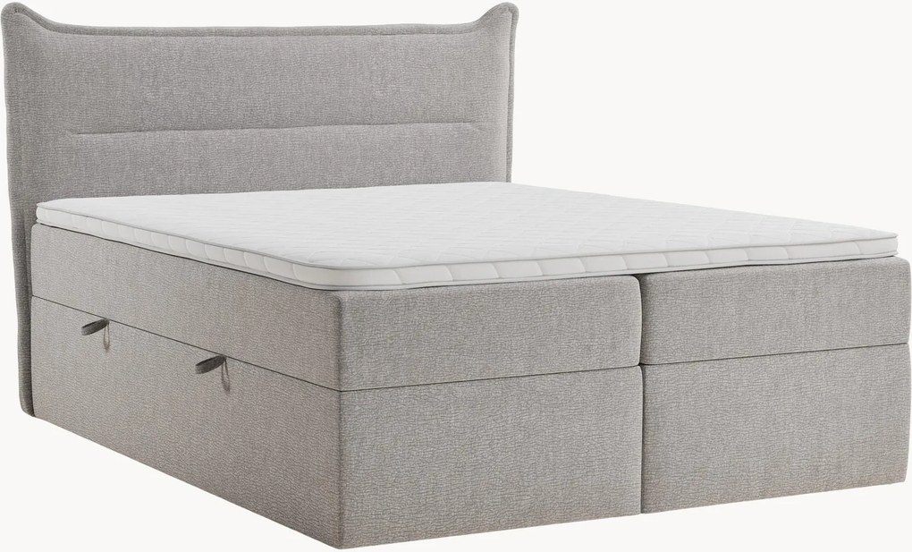 Letto boxspring in ciniglia fatto a mano con contenitore Rialta, H3