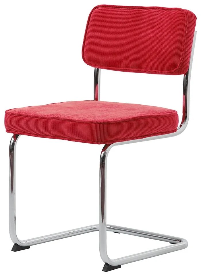 Sedia da pranzo in velluto a coste rosso Rupert - Unique Furniture