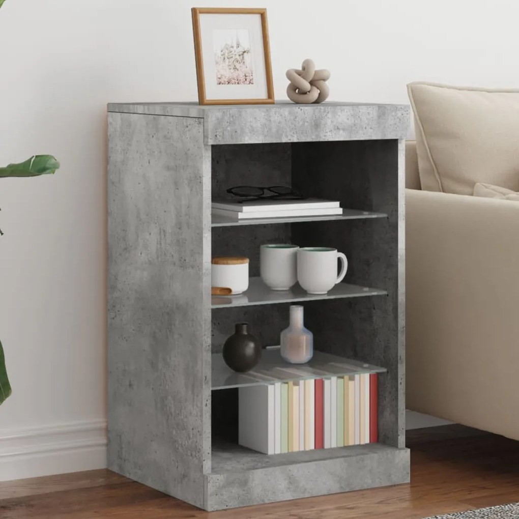 Credenza con luci led grigio cemento 41x37x67 cm