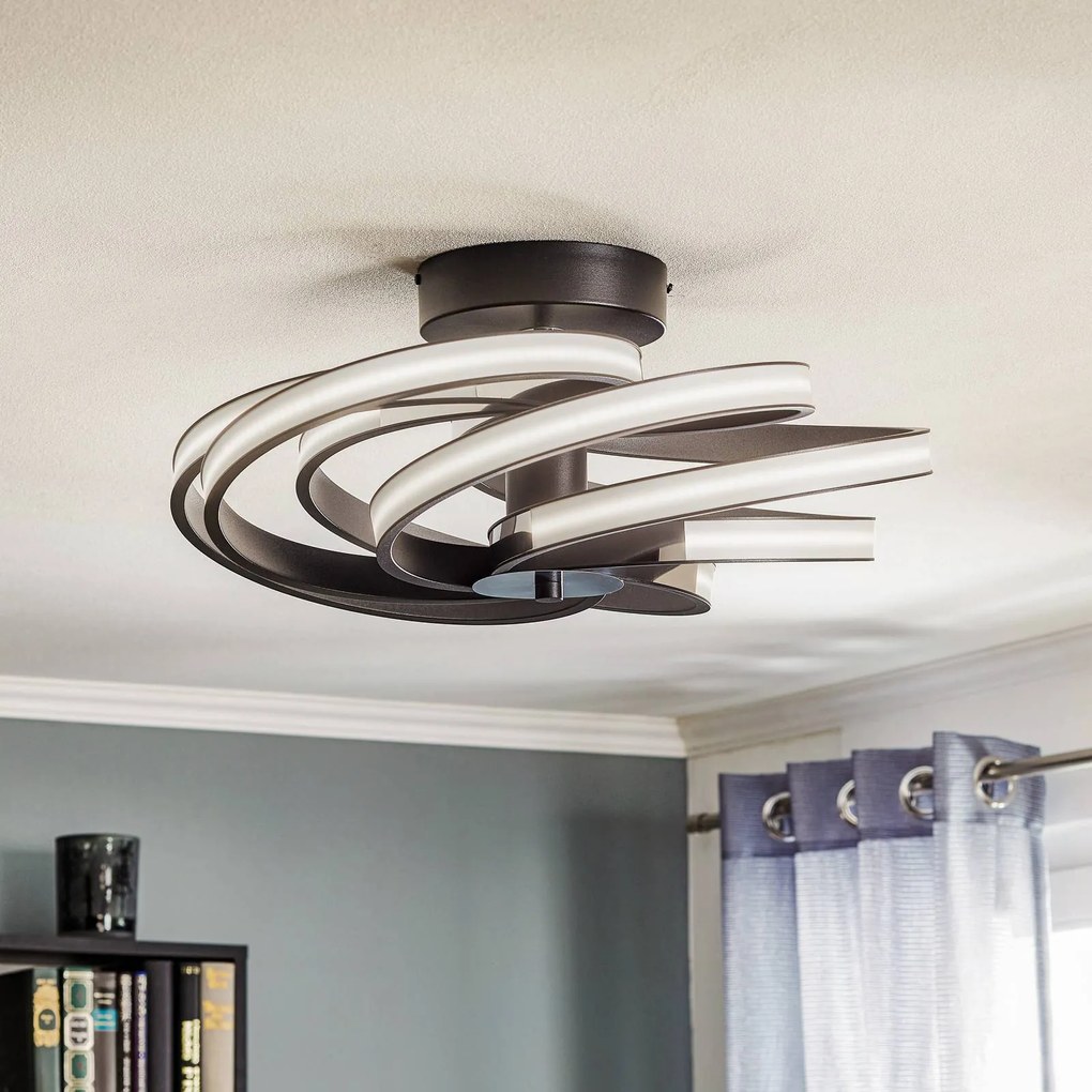 Plafoniera a LED Zoya Domiluce, Nero, Soggiorno / Sala da pranzo, Alluminio, Moderno, Plafoniera LED