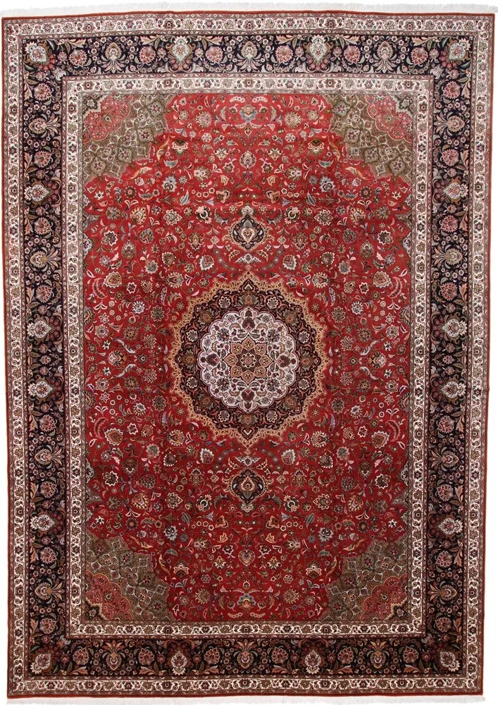 Tabriz Tappeto persiano 350x490 Blu (Iran) Annodato A Mano