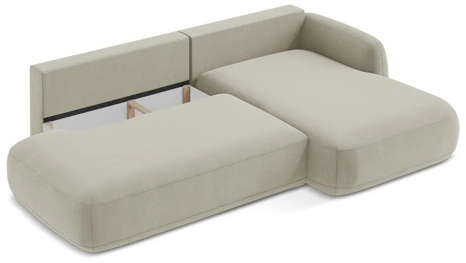 Divano angolare beige allungabile (con penisola a destra/con chaise lounge) Hale – Makamii