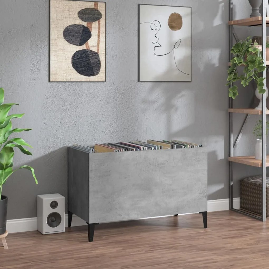 Mobile porta dischi grigio cemento 74,5x38x48 legno multistrato
